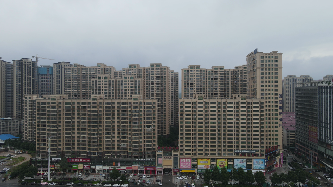 城市航拍密集住宅楼小区