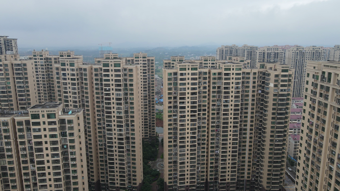 城市航拍密集高楼住宅小区