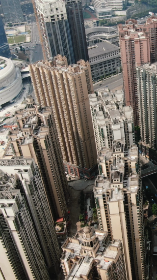 城市航拍密集高楼建筑竖屏