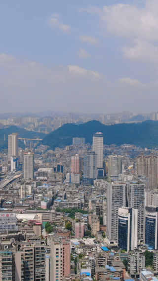 城市航拍密集高楼建筑竖屏