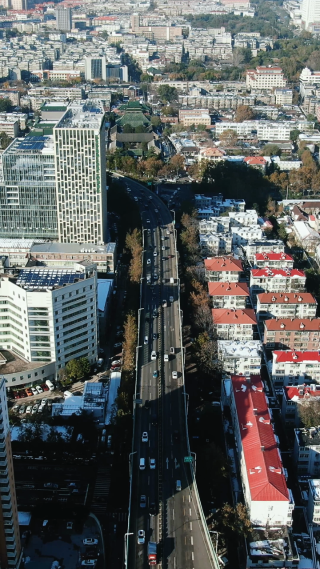 城市航拍山东济南城市交通竖屏