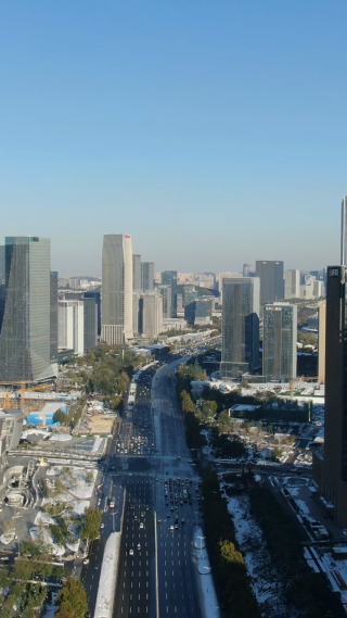城市航拍山东济南城市交通竖屏航拍