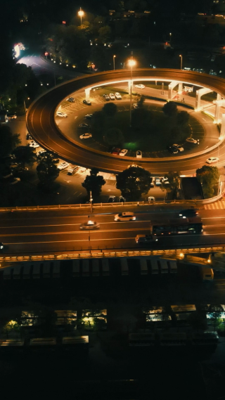 城市航拍山东济南城市夜景交通