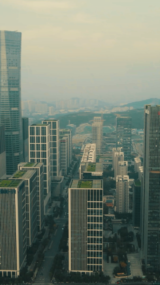 城市航拍山东济南金融中心CBD竖屏