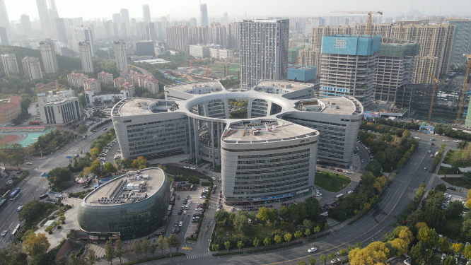 城市航拍山东济南银荷大厦