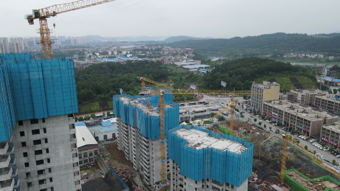 城市航拍房地产施工工地现场