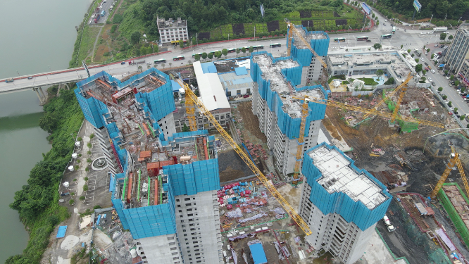 城市航拍房地产施工工地现场