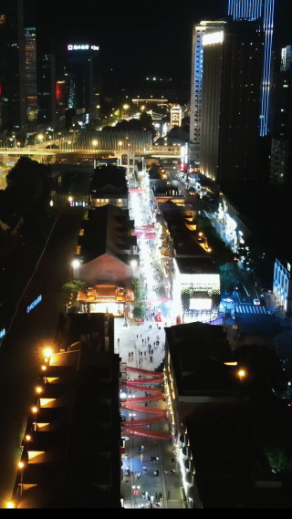 城市航拍武汉城市夜景灯光交通竖屏