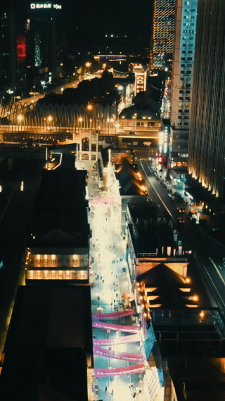 城市航拍武汉楚河汉街夜景竖屏