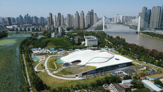 城市航拍武汉琴台文化艺术中心