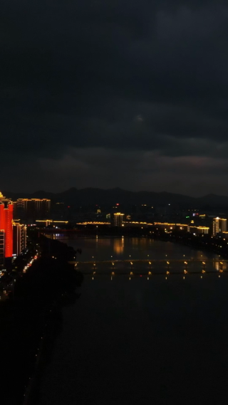 城市航拍江西九江城市夜景竖屏