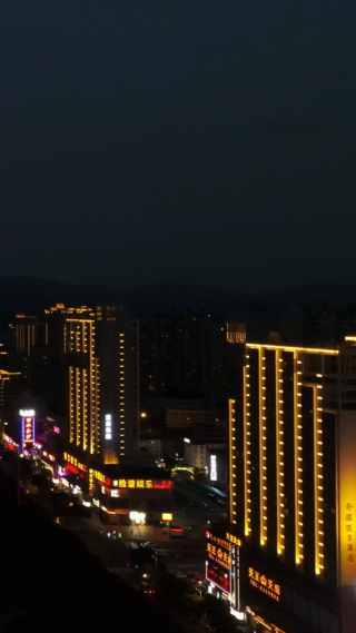 城市航拍江西九江城市夜景竖屏