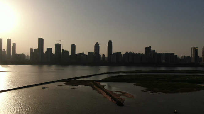 城市航拍江西南昌城市日落晚霞夕阳