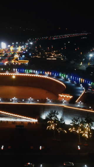 城市航拍河北石家庄正定古城长乐门夜景