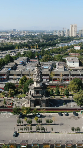 城市航拍河北石家庄正定古城广惠寺华塔