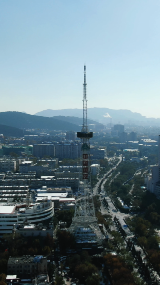 城市航拍济南电视塔竖屏航拍