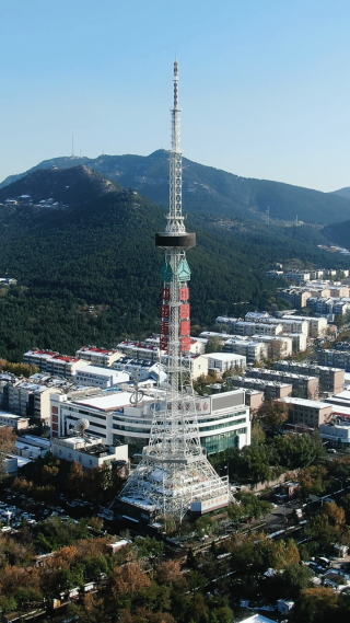 城市航拍济南电视塔竖屏航拍