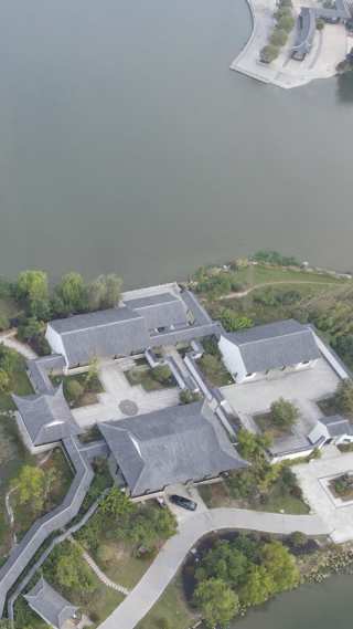 城市航拍浙江绍兴迪荡湖竖屏