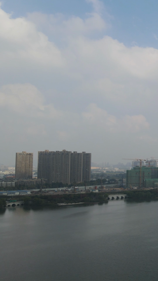 城市航拍浙江绍兴迪荡湖竖屏