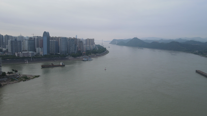 城市航拍湖北宜昌中国建设银行西陵一路 