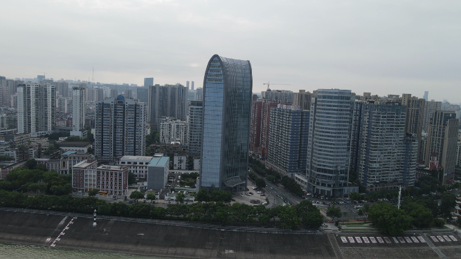城市航拍湖北宜昌中国建设银行西陵一路 