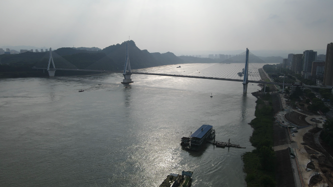 城市航拍湖北宜昌夷陵长江大桥