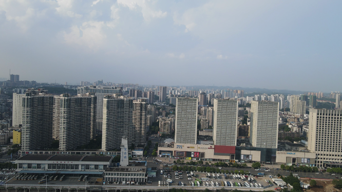 城市航拍湖北宜昌沿江大道万达广场宜昌国际广场