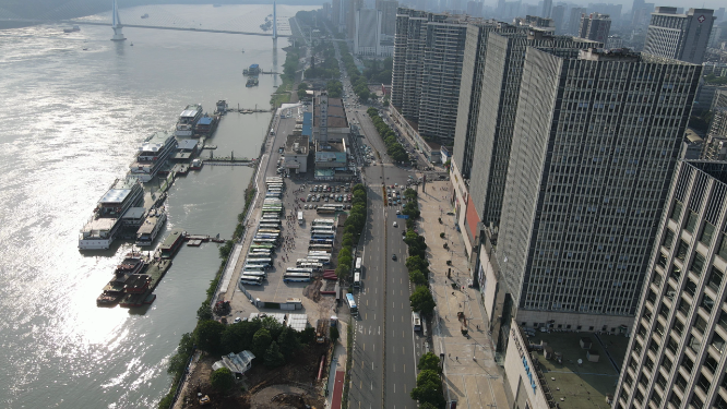 城市航拍湖北宜昌沿江大道万达广场宜昌国际广场