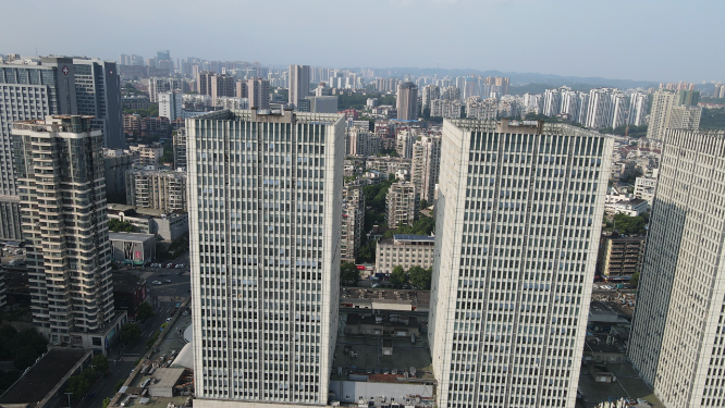 城市航拍湖北宜昌沿江大道万达广场宜昌国际广场