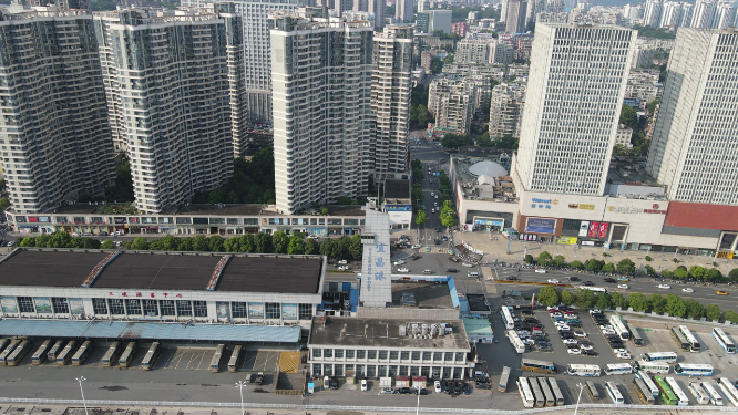 城市航拍湖北宜昌沿江大道万达广场宜昌国际广场