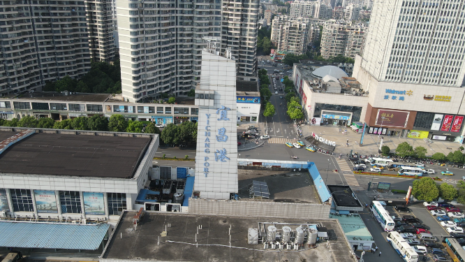 城市航拍湖北宜昌沿江大道万达广场宜昌国际广场