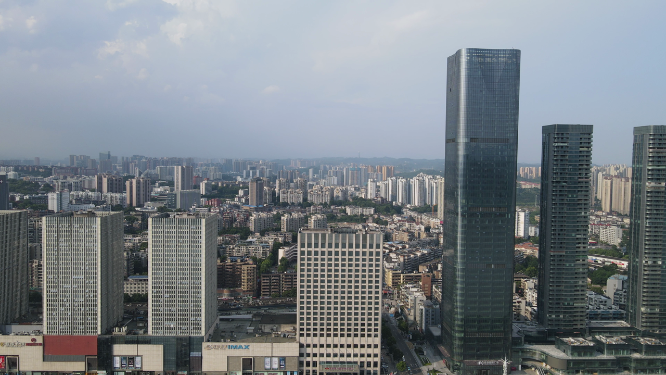 城市航拍湖北宜昌沿江大道万达广场宜昌国际广场
