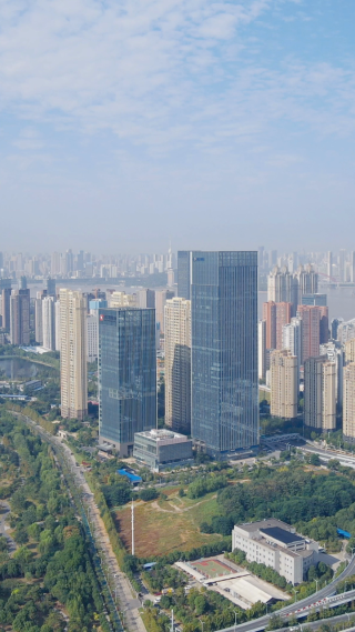 城市航拍湖北武汉城市高楼建筑竖屏