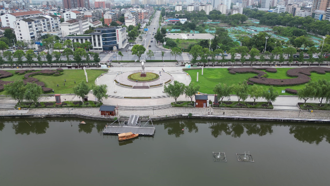 城市航拍湖北荆州九龙桥