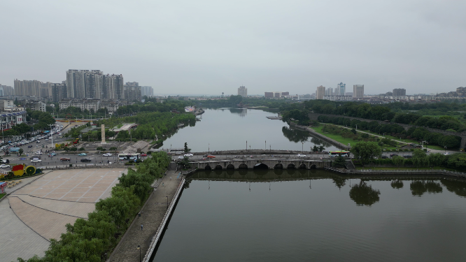 城市航拍湖北荆州九龙桥