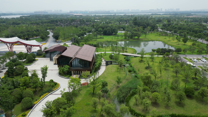 城市航拍湖北荆州园博园
