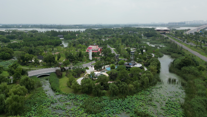 城市航拍湖北荆州园博园