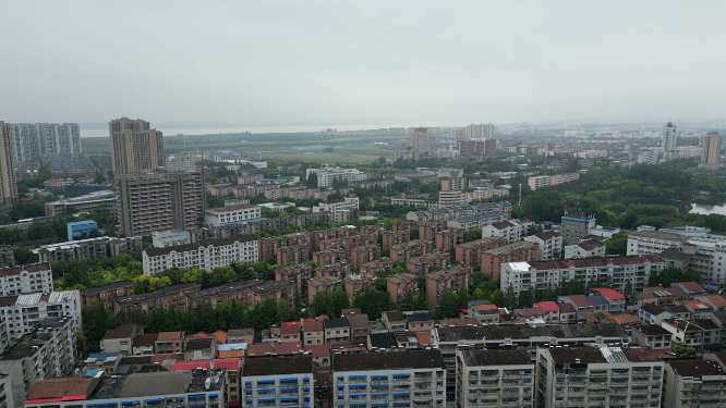 城市航拍湖北荆州城市风光