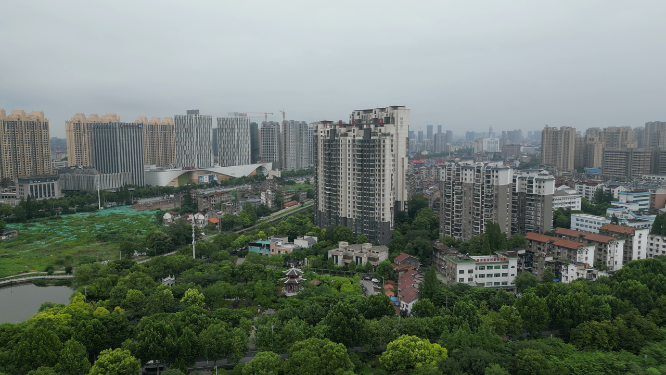 城市航拍湖北荆州城市风光