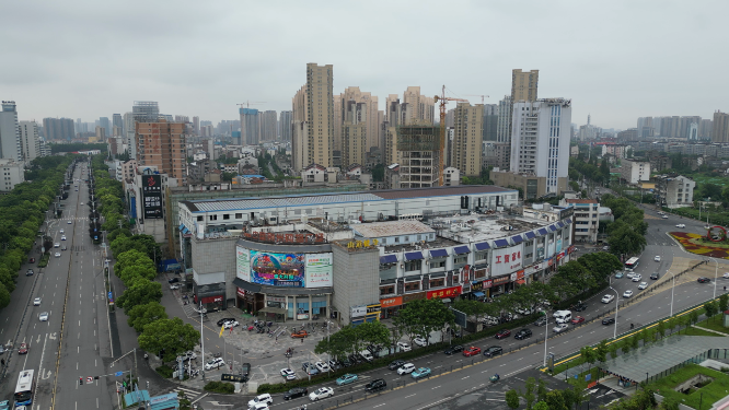 城市航拍湖北荆州城市风光