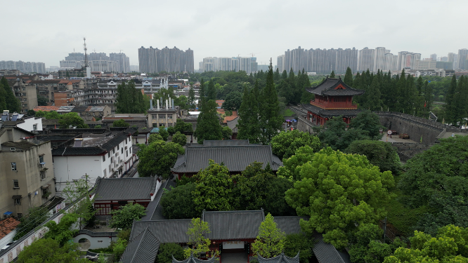 城市航拍湖北荆州张居正故居