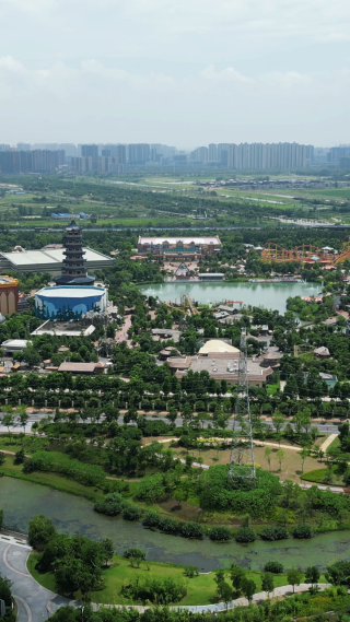 城市航拍湖北荆州方特东方神画