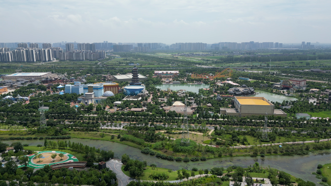 城市航拍湖北荆州方特东方神画