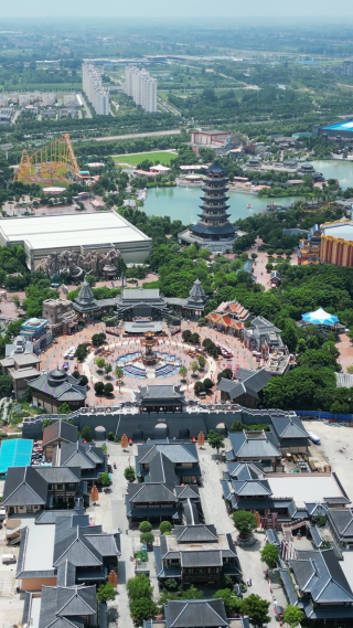 城市航拍湖北荆州方特东方神画