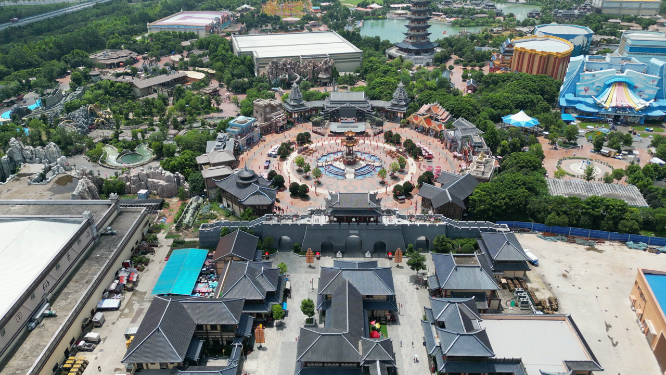 城市航拍湖北荆州方特东方神画