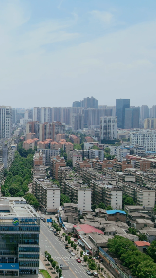 城市航拍湖南娄底城市建设竖屏