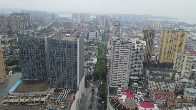 城市航拍湖南岳阳商业广场