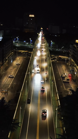 城市航拍湖南岳阳巴陵西路商业街夜景