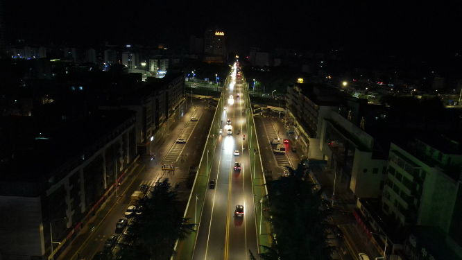 城市航拍湖南岳阳巴陵西路夜景