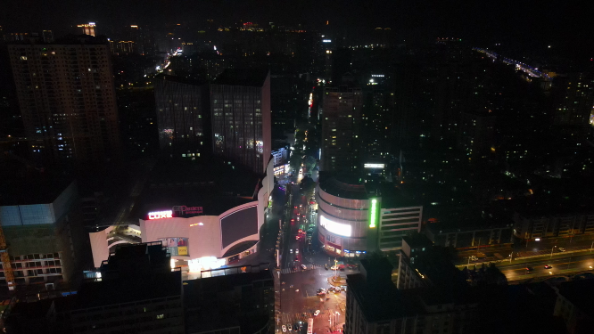 城市航拍湖南岳阳巴陵西路夜景